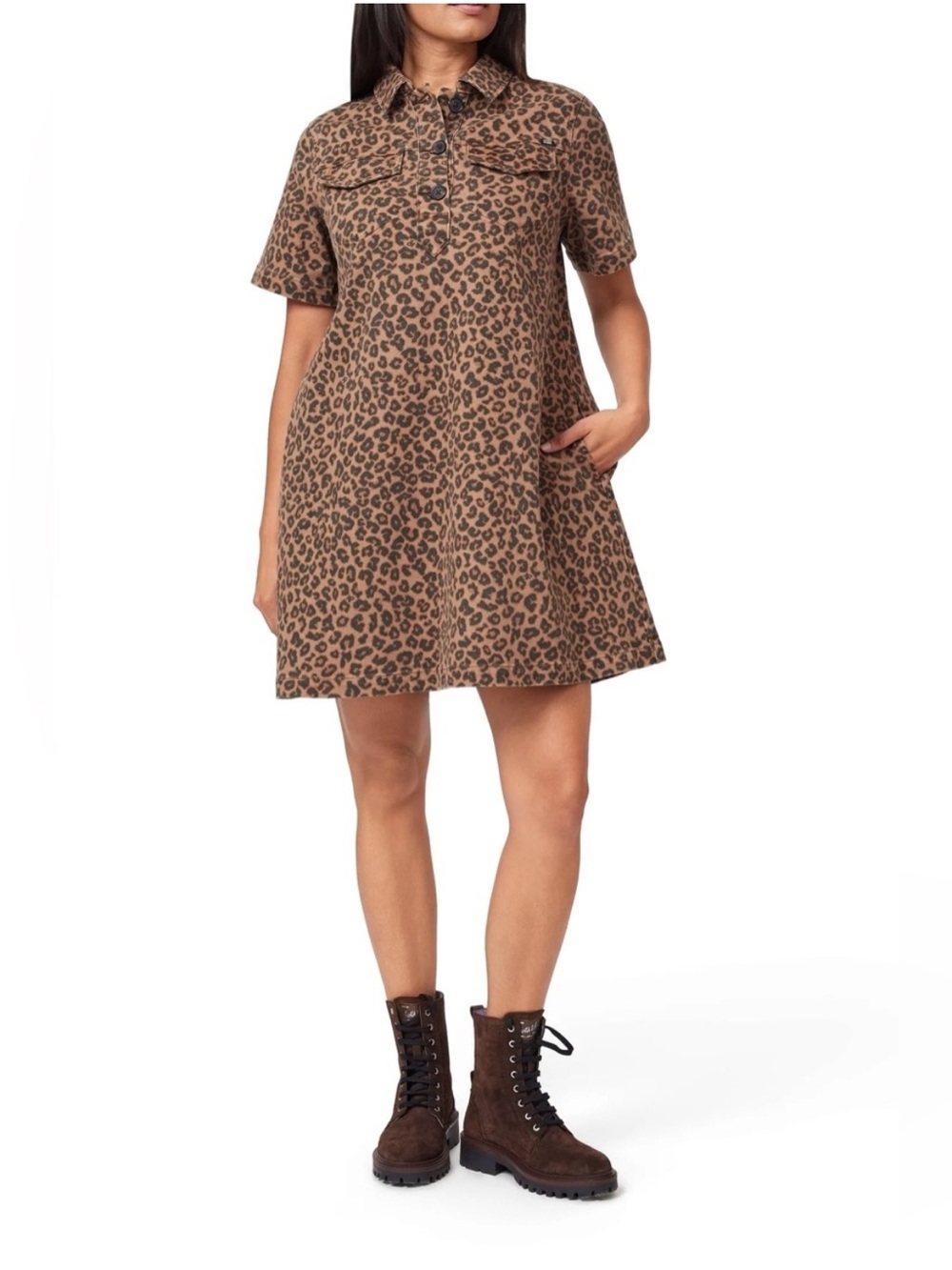 Scotch & Soda Brown and Black Leopard Print Button-Up Top